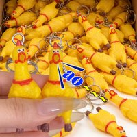 1-5pcs Scream Chicken Voice Chicken Keychain Mini Rubber Squeeze Screaming Chick Yellow Shrilling Screaming Chicken Keychains