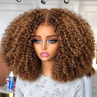 Perruques sans colle en cheveux humains, pré-épilées et pré-coupées, avec mèches 4/27, perruque bob ombrée, perruque frontale en dentelle HD 5x5, perruques bouclées avec closure 5x5 pour femmes