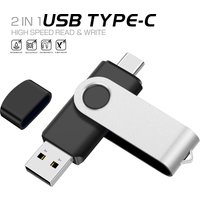 2 IN 1 USB Flash Drive 128GB TYPE-C Memory Stick 64GB Rotatable Pen Drive 32GB For Android phone Creative U Disk Gift 16GB 8GB