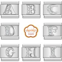 Hapiship Family 2024 Women Fashions 26 Letter CZ Italian Charm Links Fit 9mm Bracelet Stainless Steel Making DIY Jewelry NEW162