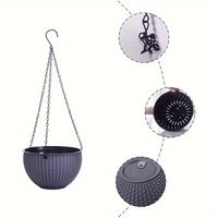 4Pcs Imitation Rattan Hanging Planter Baskets, Simple Green Hanging Flower Pots, Home Plant Pots with Chains for Indoor Outdoor