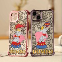 Disney Dumbo Elephant Cover For iPhone 17 16 15 14 13 12 11 Pro Air Max Mini Plus Plating Anti-Fall Cool Silicone Phone Case