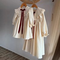 Lace Dress Bowknot French Princess Dress Grils Children Spring Summer New Fashionable Comfortable All-matching