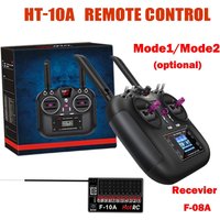 Hotrc HT-10A Transmitter and 10CH F-10A Receiver With Box for Drone RC Aircraft RC Car RC Ship