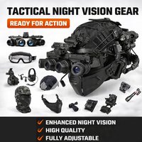 Helmet Set with Night Vision Model Sound Pickup Noise Reduction Military Headphones Tactical Flashlight Goggles Split Mask