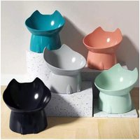 1pc cat bowl with long ears and high feet bowl with cat and dog neck protection and anti-overturning plastic raised pet bowl