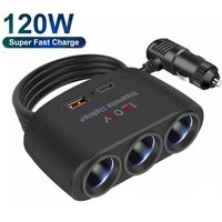 3in1 Dual USB Socket 120W Car Cigarette Lighter Splitter 12V 24V Car Charger Plug Phone Power Adapter for Car DVR GPS Dashcam