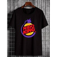 Nidoking Monster Game Print T-shirt - Retro video game T-shirt with eye-catching Nidoking logo. Casual street style, unisex.