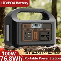 Portable LiFePO4 Power Station 100W 24000mAh 220V 110V Solar Generator USB DC AC Auxiliary Power Bank for Outdoor Camping