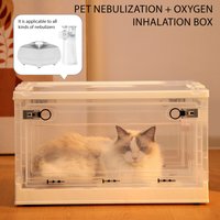 Tragbarer Sauerstofftherapiekäfig, faltbarer transparenter Transportbehälter mit Vernebelungsmaske, Hustenlinderung und Atemhilfe für Katzen und Hunde