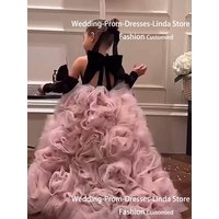 Cute Black Pink High Neck A-Line Tiered Tulle Flower Girl Dresses Kids Birthday Party Prom Gowns for Children Bows
