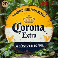 Vintage Corona Extra Beer Themed Round Metal Tin Sign Rustic Bar Wall Decor Plaque