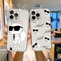 Cartoon Designer Signature Phone Case For iPhone 17 16 16e 15 14 13 12 11 Pro Max X XR XSMax 7 8 Air Plus Transparent Back Cover