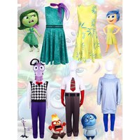 Anime Movie Inside out 2 Joy Cospaly Costume Envy Anxiety Ennui Cos Outfits For Adult Kids Halloween Stage Performance Costume