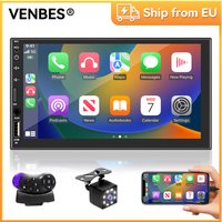 VENBES 2 DIN Autoradio Universal Mirrorlink Unterstützung kapazitiver Touchscreen BT USB FM Ansicht der Rückfahrkamera für Auto
