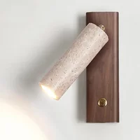 Wabi Sabi Wind Bedhead Wall Light Rotating Reading Bedroom Room Study Wind Belt Switch Retro Wall Spotlight Led Light