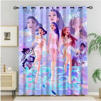 Hasbro Kpop Blackout Curtains 85% Light Blocking Noise Reducing Cartoon Grommet Window Drapes For Girls Bedroom Living Room