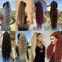 AOOSOO Synthetic water ponytail hair extension clip on woman's ponytail hair accessories long curly wig natural curly black