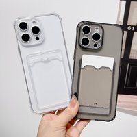 Clear Shockproof ID ATM Card Slot Protection Cover For iPhone 16 15 14 13 12 11 Pro Xs Max Mini 16e X XR Silicone Phone Case