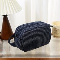 Versatile striped large capacity storage portable makeup bag zipper skincare products travel portable storage