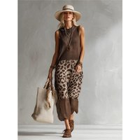 Women's Loose Knitted Sleeveless Long Dress High Waist H-Style Cotton Blend Summer New Arrival Cleanfit Straight Cut Gown