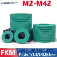 M2 to M42 Fluorine Rubber Flat Gasket Thick 1/1.5/2/2.5/3mm Green Seals Wear-resistant Washer M3/M4/M5/M6/M7/M8/M9/M10/M11-M32