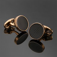 New copper material round rose carbon fiber cufflinks men's French shirt cufflinks clothing accessories wholesale