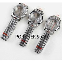 36/39mm silver NH35 watch case sapphire glass stainless steel jubilee strap fit NH35 NH36 movement 28.5mm dial datejus case