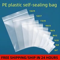 PE Transparent Plastic Storage Bag, Thickened Food Packaging Bag, Reusable Zip Seal Bag, Polyethylene Bag, 200PCs