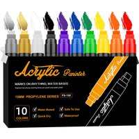 10 Colors Jumbo Markers 15mm Jumbo Felt Tip Acrylic Paint Markers for Rock Painting, Poster, Stone, Ceramic, Glass, Wood, Canvas