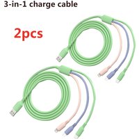 Green 3 in 1 USB Charge Cable 5A 120W for Huawei/Honor Portable Micro USB TypeC Cable Charging Cable For iPhone 14 Samsung