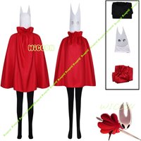 Hornet Hollow Silksong Cosplay Costume Knight Cape Red Cloak White Mask for The Knight Black Jumpsuits Halloween Dress Women