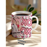 1pc Custom Couple Photo Mug 3D Inflated Effect Personalized Coffee Cup Gift For Him Her Boyfriend Girlfriend Valentine Birthday