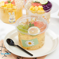 ใNใ10Pcs 230/350/500/700ml Disposable Salad Cups Clear Plastic Leak-Proof Dessert Cups With Lid With Lid
