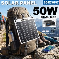 50W Flexible Solar Panel with USB Output Fast & Charger for Phone, Power Bank Outdoor Camping, Hiking, Home, RV, Emergency Use