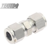 1pcs Variable dia 3~12mm Pipe OD Double Ferrule Tube Straight Compression Fitting Coupler SS 304 Stainless Steel Pipe Connector