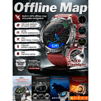 2026New Military Built-in GPS Offline Map Smart Watch AMOLED HD BT Call Compass Flashlight 3ATM Waterproof Men Sports Smartwatch