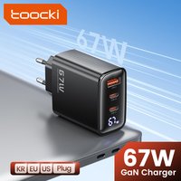 Toocki 67W GaN USB Charger Digital Display Quick Charge QC4.0 Type C Charger For iPhone Xiaomi Samsung Realme Smartphone Laptop