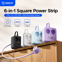 ORICO Desktop Square Power Strip PD20W Fast Charge 1.5M 3M Extension Power Cord Type C USB A Charging Station EU Plug Adapter