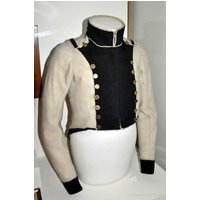 Napoleonic Regency Off White With Black Facing Jacket Costume Men's Napoleon Military Coat Costume