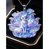 Luxury Ice Lotus Fox Pendant Necklace, Niche Design Exquisite Jewelry Gift for Best Friend