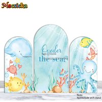 Mocsicka Oneder the sea Boy Baby Show Party Arch Background Photography Blue Underwater World Octopus Whale Cartoon Backdrop