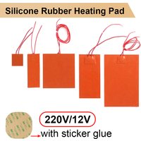 Silicone Heating Pad Waterproof Heated Mats Accessories Electric Flexible 3D Printer Square Pats Orange 12V/220V