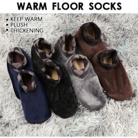 Man Winter Warm Thicken Leopard Bed Sock Thermal Non Slip Elastic Floor Socks Slipper