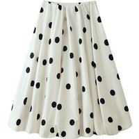 YENKYE New Elegant Women's Polka Dot High Waist A-Line Midi Bud Skirt Casual Vacation Summer Skirts