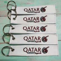 MiFaViPa 5 PCs White QATAR Emirates Airlines Keychain Embroidery Fashion Aviation Key Chain for Men Gift Flight Crew Luggage Tag