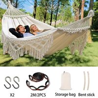 Classic Bohemian style double flowery tassel hammock set. Complete with accessories and anti-tipping design. Suitable for garden