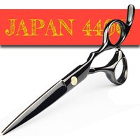 Japan 440C Titanium Qlating Barber Professional Scissors for Hairdresser 5.5 / 6.0 Cutting Thinning Black Hair Scissor Shears
