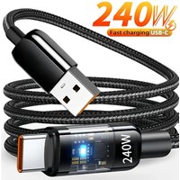 240W USB To Type C Fast Charging Data Cables PD Braided Data Lines Quick Charge 3.0 For iPhone 15 14 Pro Max Samsung Xiaomi 14
