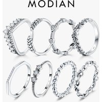 Modian Silver Gold Rose Shining Rings for Women Fashion 100% 925 Sterling Silver Stackable Finger Ring Wedding Statement Jewelry